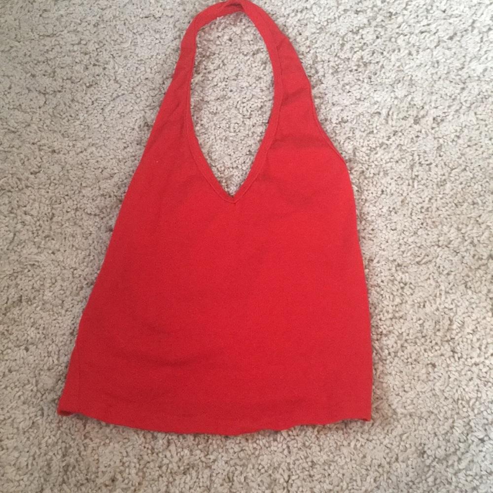 A red halter top